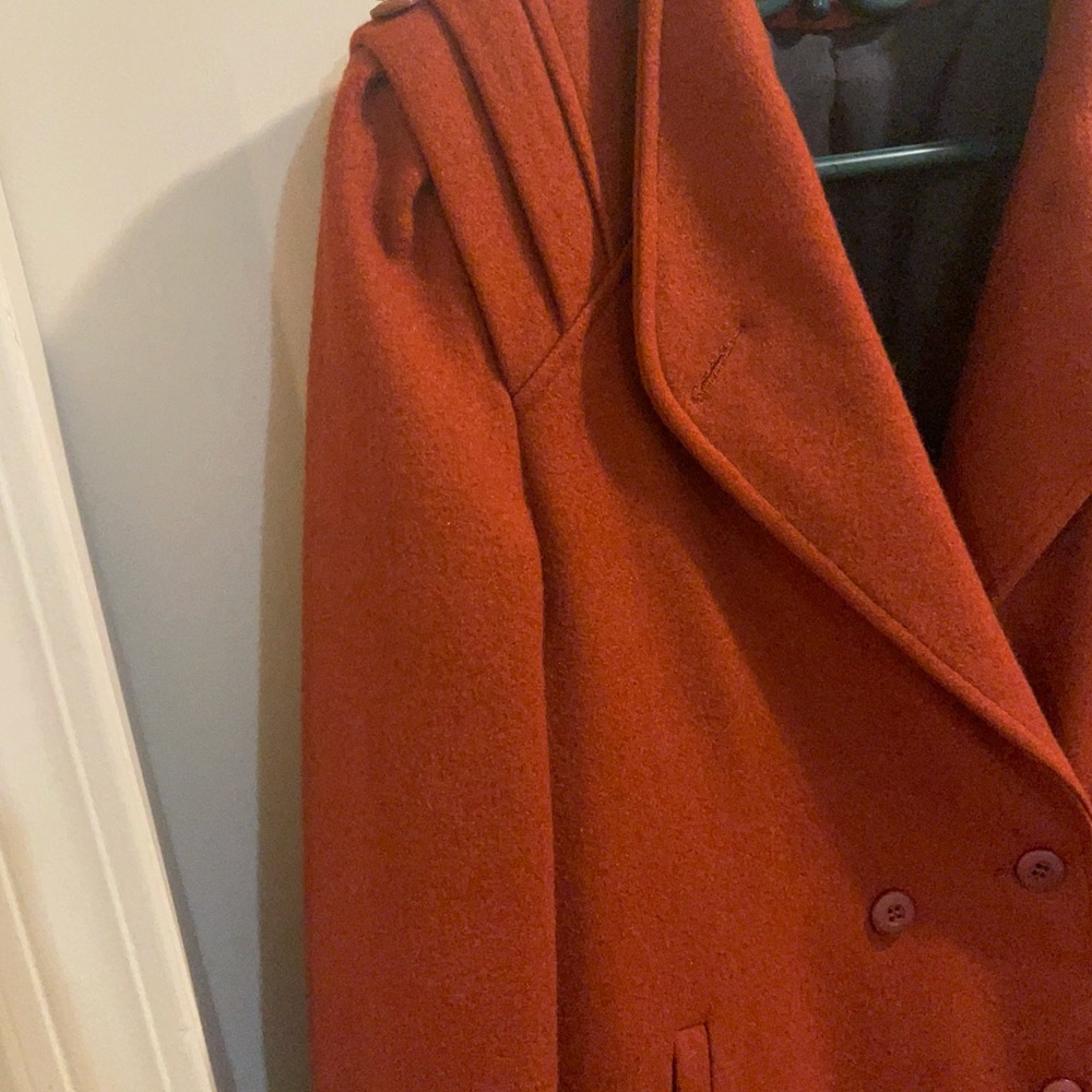 Elegant Red Double-Breasted Women's Coat